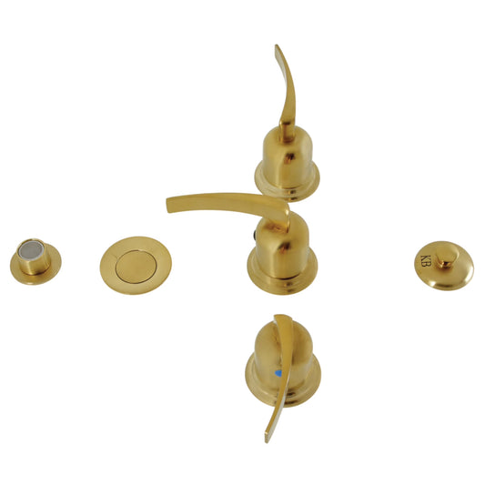 Kingston Brass KB6327EFL Centurion Three-Handle Bidet Faucet with Brass Pop-Up, Brushed Brass