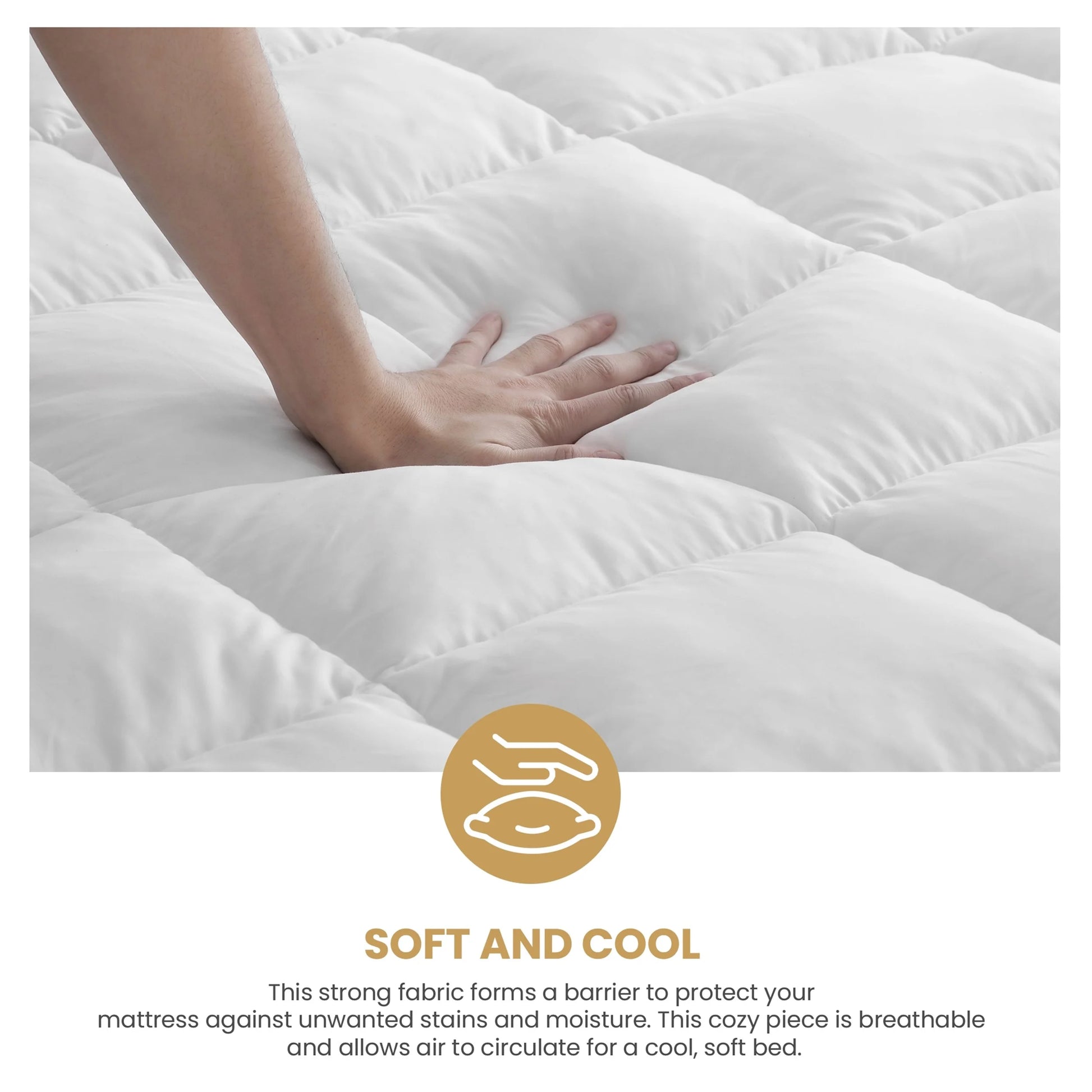 BNM Down Alternative 2 Inch Mattress Topper, King, White