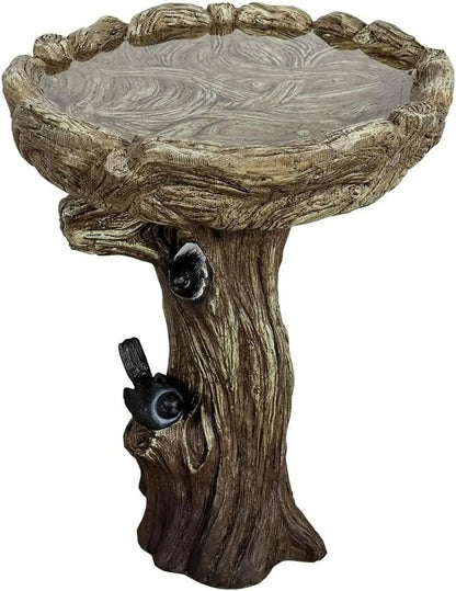 24.4" H Cement Bird Bath for Garden- Fibre Reinforced Concrete Bird Baths for Outdoors, Large Size Vintage Carved Pedestal Birdbath for Patio, Yard, Lawn -20° Dia. X 24.4° H Bird Fountain