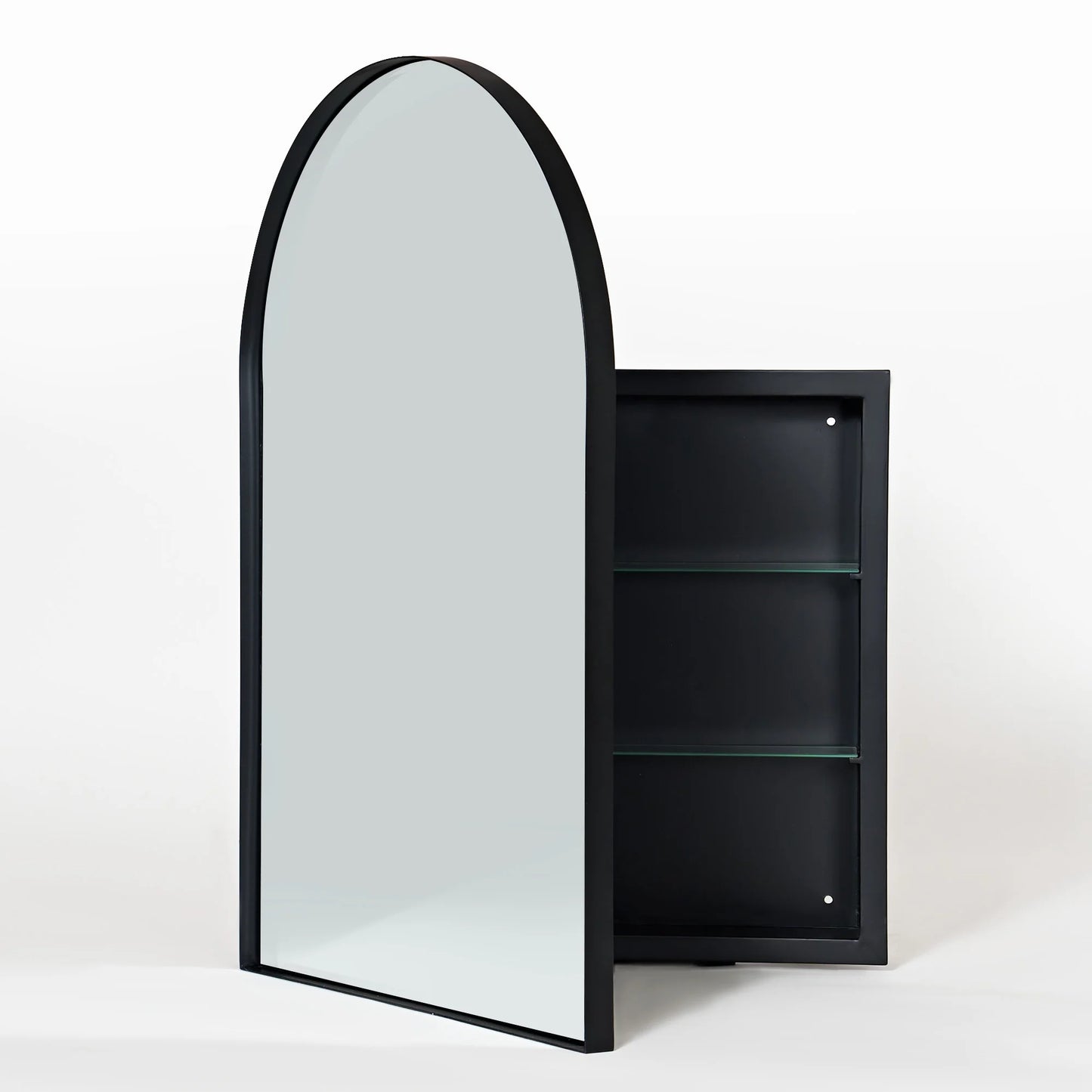 Soges 36" x 24" Arched Bathroom Mirror Cabinet Medicine Cabinet with 2 Adjustable Shelves, Recess or Surface Mounted Installation,,Gold