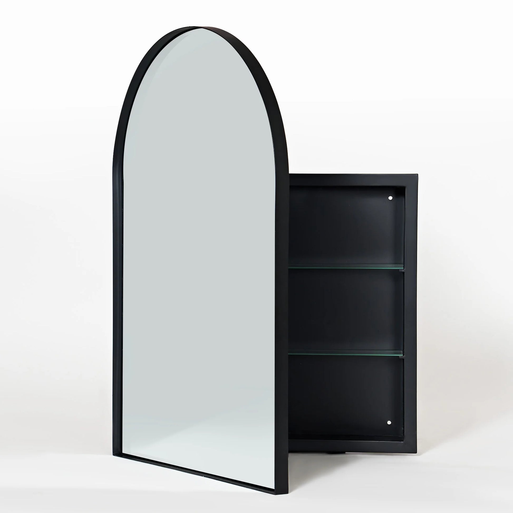 Soges 36" x 24" Arched Bathroom Mirror Cabinet Medicine Cabinet with 2 Adjustable Shelves, Recess or Surface Mounted Installation,,Gold