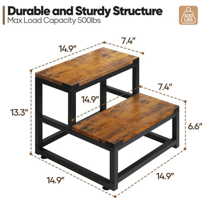 Wooden Step Stools for Adults Kids, Kitchen Step Stools, Heavy Duty 2 Step Stool for Adults, Foot Stool, Bathroom Stools