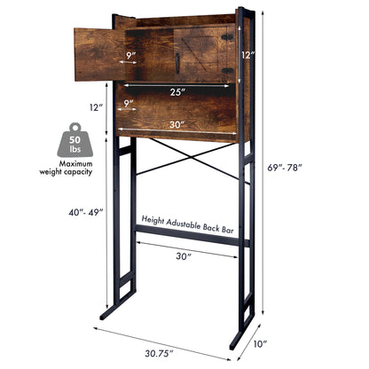 Stephan Roberts Over The Toilet Bathroom and Laundry Organizer and Storage Rack Height Adjustable Shelf, Wood