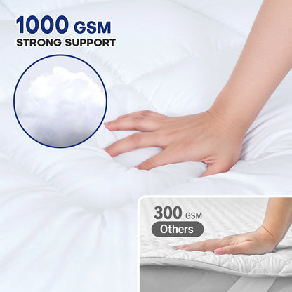 Cocosity Dual Layer 4 inch Full Size Memory Foam Mattress Topper, 2" Fluffy Pillow Top Mattress Topper & 2" Cooling Gel Memory Foam