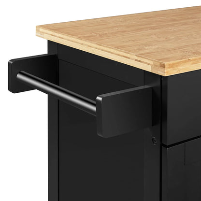 Yaheetech Kitchen Island Cart with Spice Rack Storage Rolling Kitchen Cart with Towel Rack & Drawer for Dining Rooms Kitchens, Black