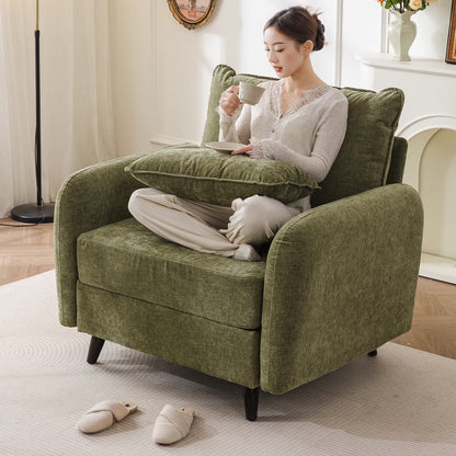 Rexulqo Oversized Accent Chair with All Seats Storage,Comfy Living Room Chairs with 2 Throw Pillow,Upholstered Mid-Century Armchair,24.5'' Deep Seat,Reading Chair For Bedroom ,Office,Chenille,Green