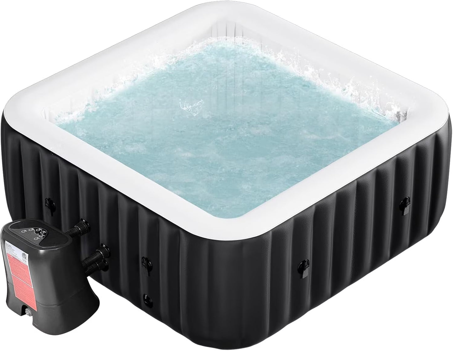73" X 73" X 25" Inflatable Hot Tub for 4-6 Person Square, 240 Gallon Large Portable Hottub Spa with 130 Bubble Air Jets, Blow Up Spa Bathtub with LED Control Panel, 2 Filter, Temperature up to 104° F