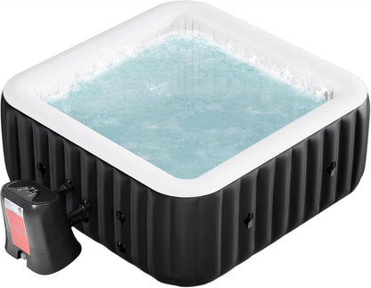 73" X 73" X 25" Inflatable Hot Tub for 4-6 Person Square, 240 Gallon Large Portable Hottub Spa with 130 Bubble Air Jets, Blow Up Spa Bathtub with LED Control Panel, 2 Filter, Temperature up to 104° F