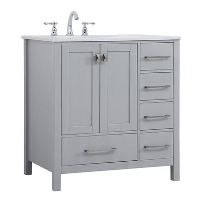 Elegant Decor Irene 32" Solid Wood and Stone Single Bathroom Vanity in White