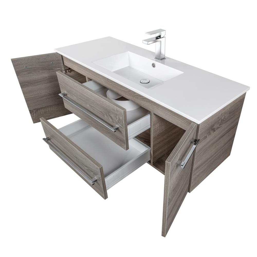 Cutler Kitchen and Bath Kato 48" Wood/Cultured Marble Bathroom Vanity in Gray