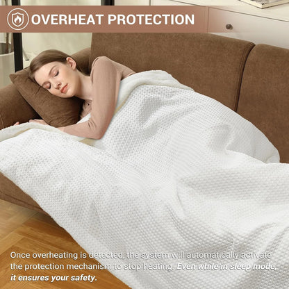 Heated Blanket King Size - Fast Heating Electric Blanket with Wireless LCD Controller, White, 90"x100"