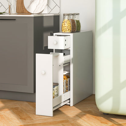 Topbuy Slim Bathroom Storage Cabinet Freestanding Toilet Paper Holder with Slide Out Drawers for Small Spaces White