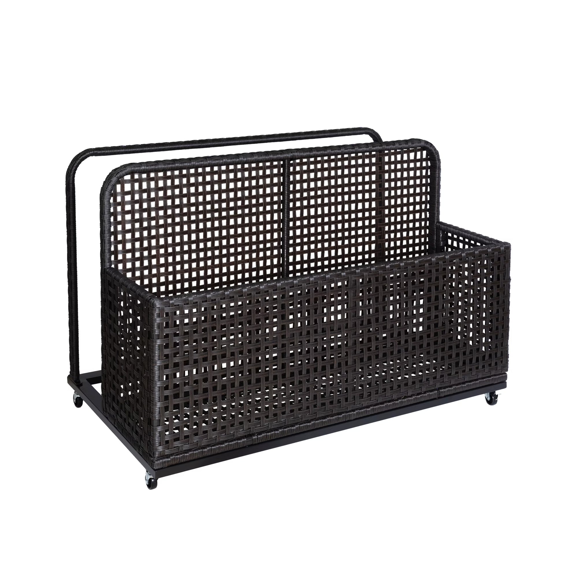 Kselythan Rolling Poolside Float Storage Outdoor Storage Box Patio Poolside Float Storage Basket PE Rattan Pool Towel Rack for Floaties, With Rolling Wheels For Floaties Patio Pool