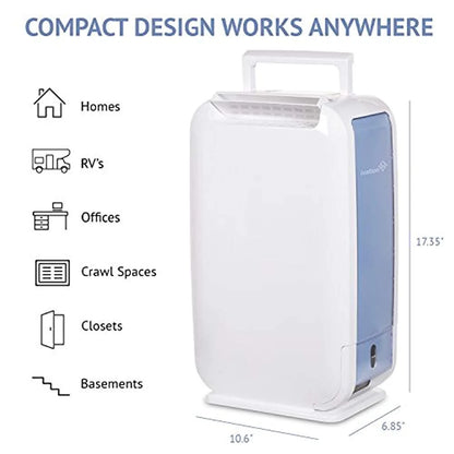 Ivation 13-Pint Small-Area Desiccant Dehumidifier Compact and Quiet - With Continuous Drain Hose for Smaller Spaces, Bathroom, Attic, Crawlspace and Closets - For Spaces Up To 270 Sq Ft