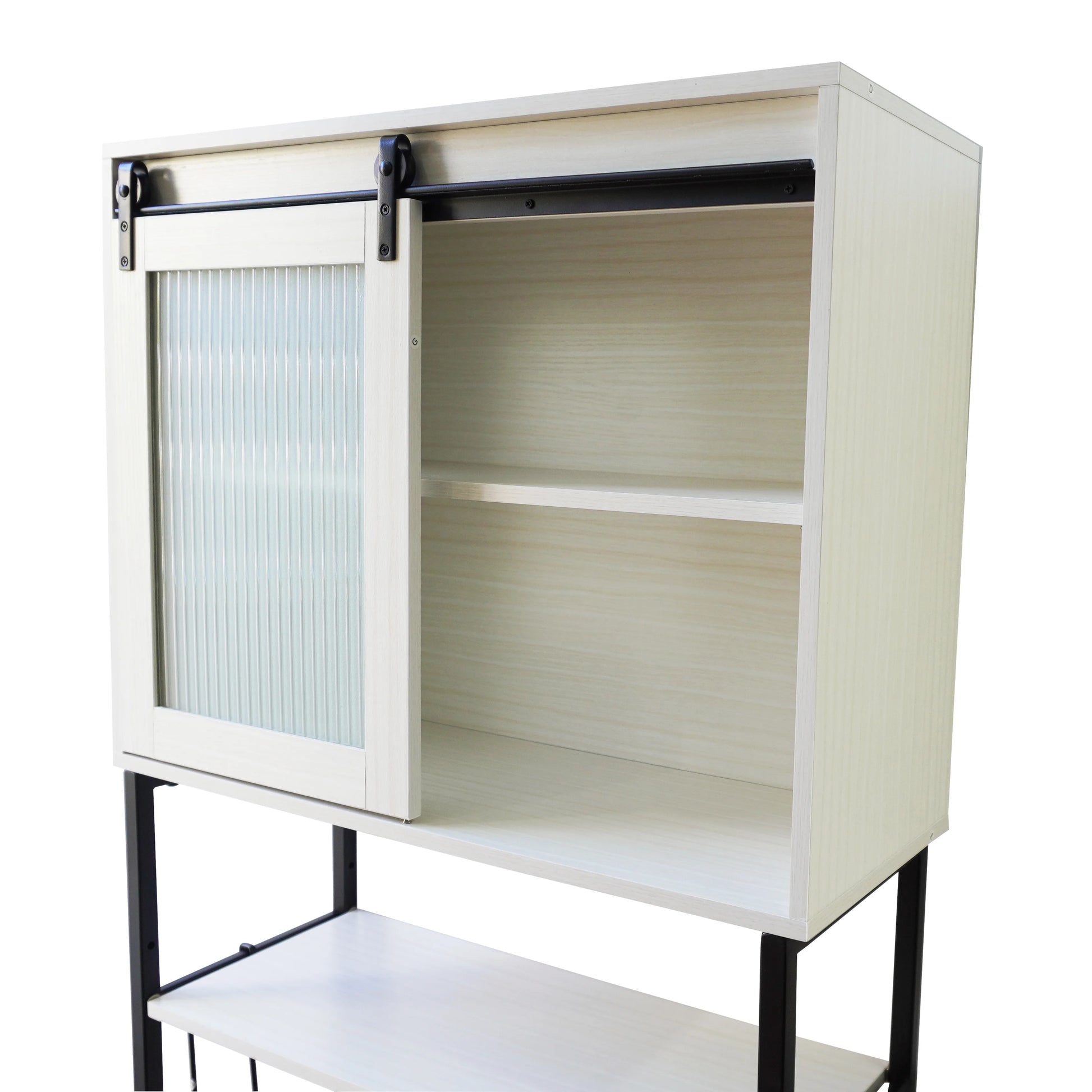 HLR Bathroom Storage Cabinet over Toilet with Sliding Door,Toilet Storage Iron Shelf, Wooden Cabinet