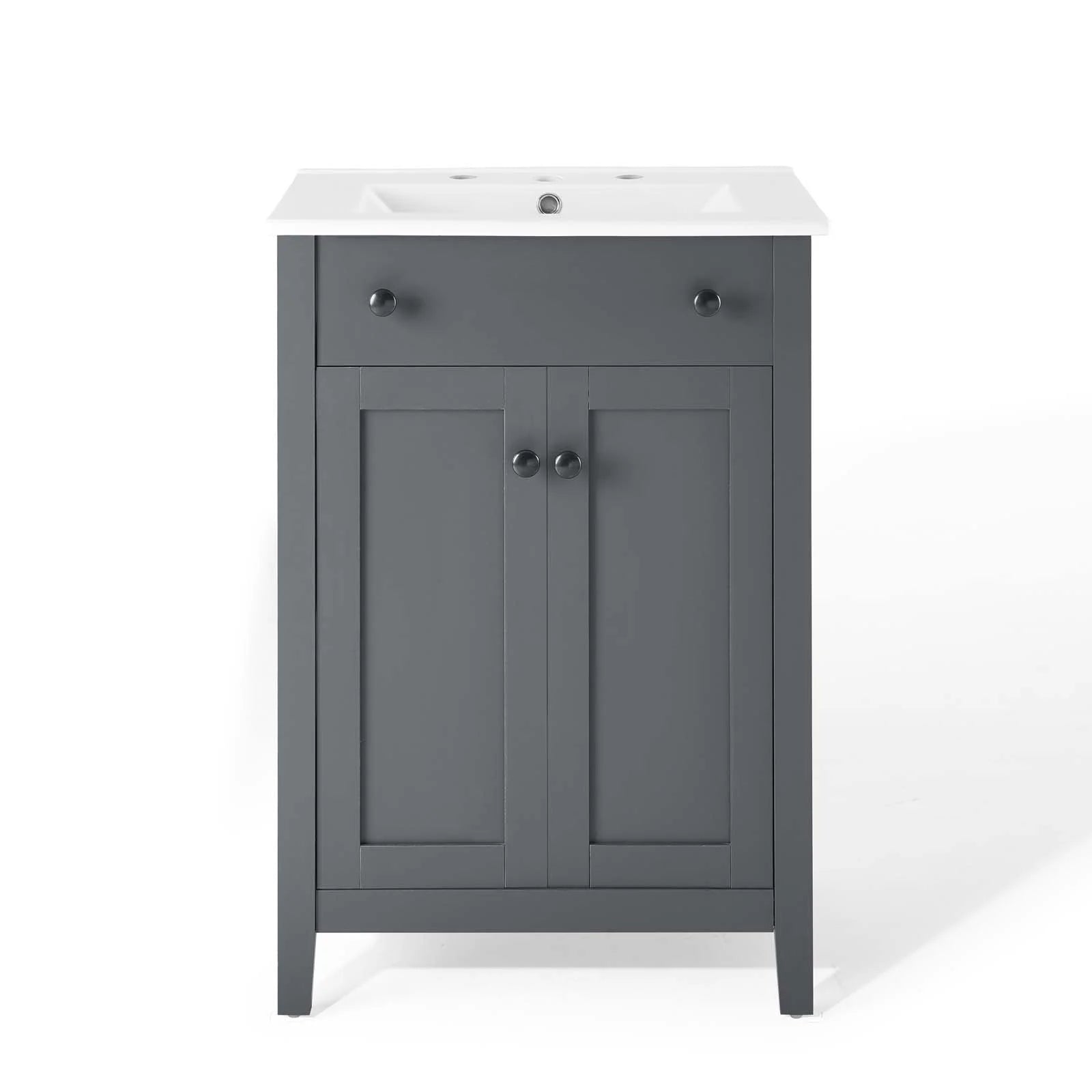 Modway Nantucket 24" Modern Wooden Bathroom Vanity in Gray and White