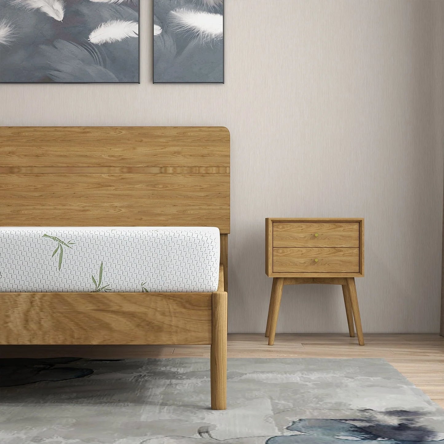 6 inch Twin Size Memory Foam Mattress , Medium Firmness Made in USA, with Green Tea Cooling Gel , Supportive & Pressure Relief Bed Mattress,Bamboo Knit cover