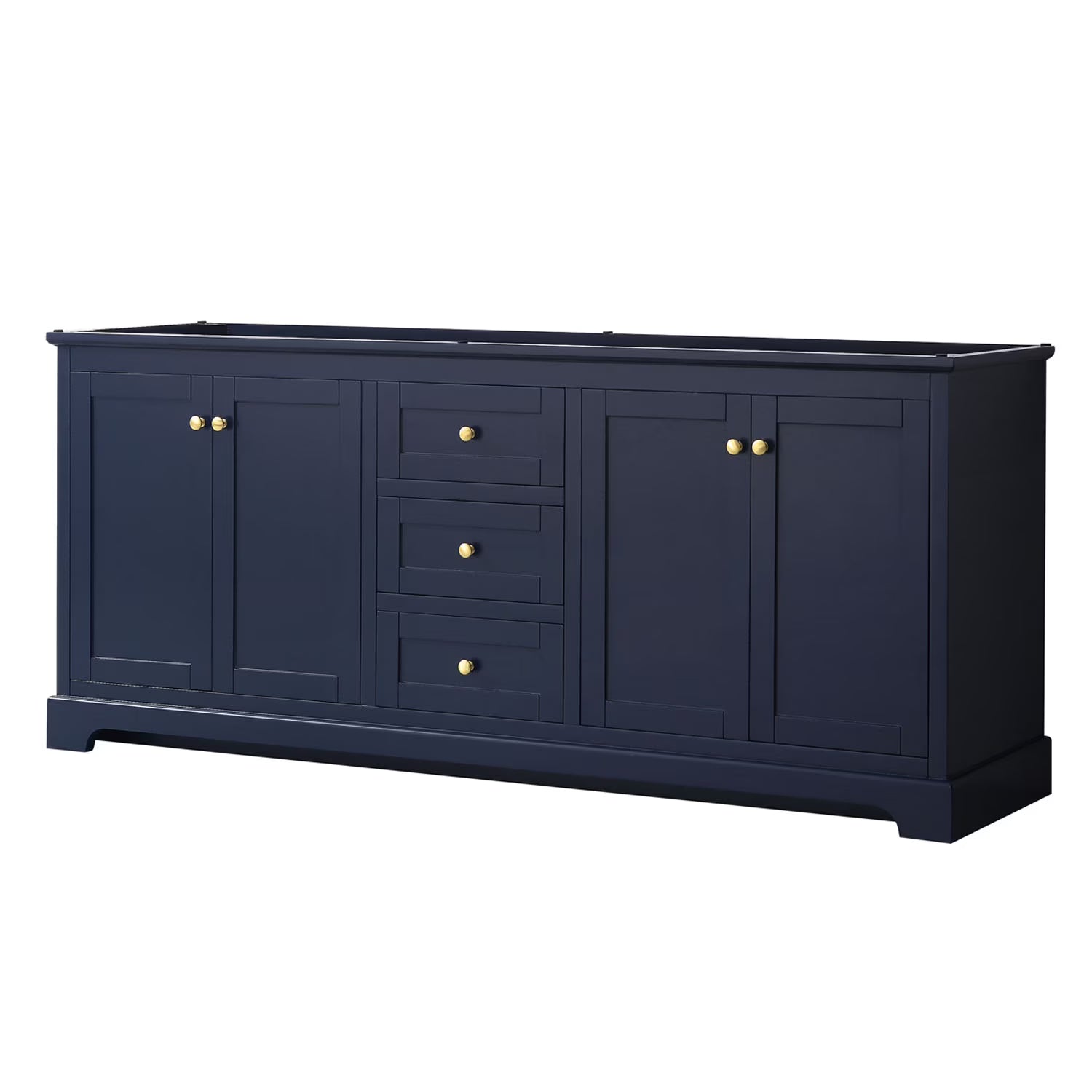 Wyndham Collection 80" Wood Double Bathroom Vanity without Mirror in Blue