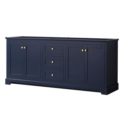 Wyndham Collection 80" Wood Double Bathroom Vanity without Mirror in Blue
