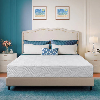 MLILY Ego Blue 8 inch Cooling Gel Memory Foam Mattress, Twin Mattress in a Box, Medium