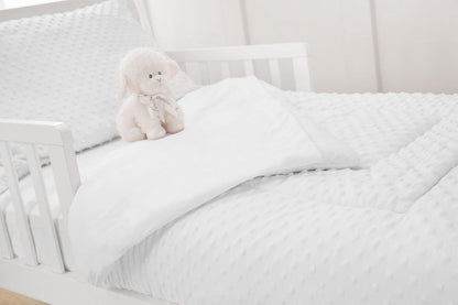 American Baby Company Heavenly Soft Minky Dot Chenille Toddler Bedding Set. White. 4 Piece. for Boys and Girls