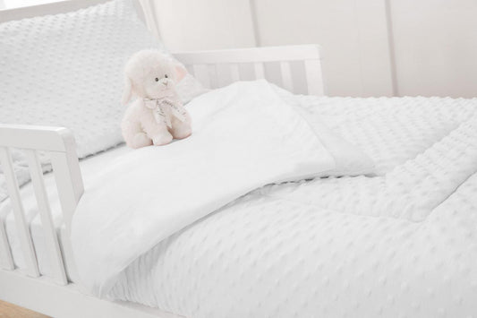 American Baby Company Heavenly Soft Minky Dot Chenille Toddler Bedding Set. White. 4 Piece. for Boys and Girls