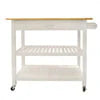 Visentor Kitchen Island Cart with Lockable Wheels, 3 Tier Rolling Utility Kitchen Storage Carts Table with 2 Drawers, 2 Shelves & Towel Rack, 45 Inch, Natural