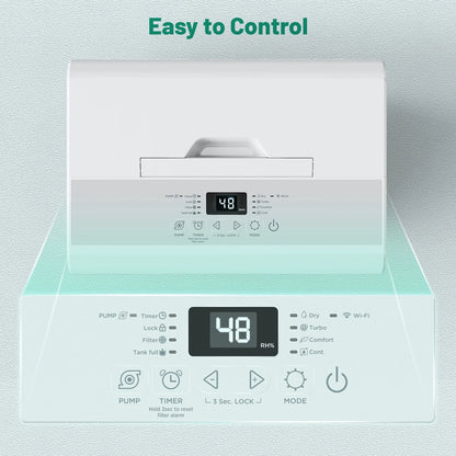 DuraComfort 50 Pints Dehumidifier for Bathroom Basement with Pump, up to 4500 Sq.ft, Energy Star, Wifi,White