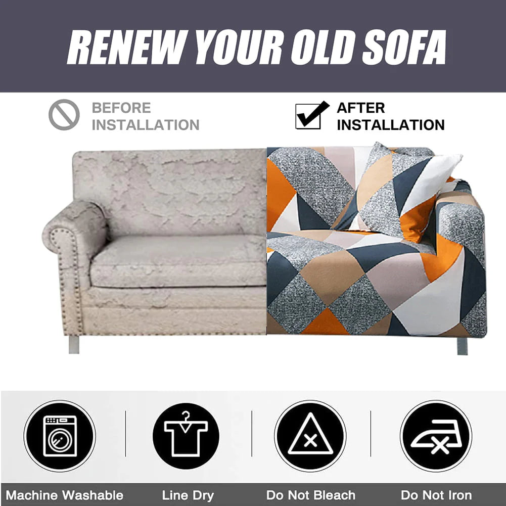 NEWEEN Sofa Cover High Stretch Elastic Fabric 1 2 3 Seater Sofa Slipcover Chair Loveseat Couch Cover Polyester Spandex Furniture Protector Cover with 1 Pillowcase (1 Seater, Checkerboard)