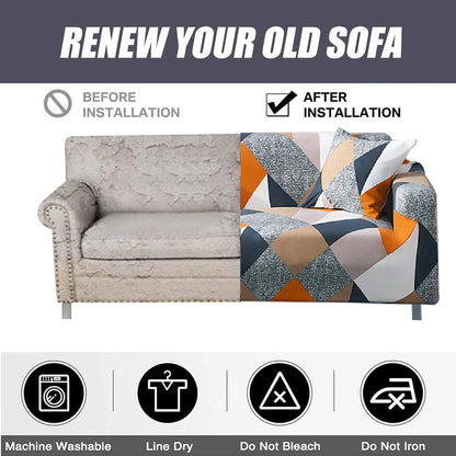 NEWEEN Sofa Cover High Stretch Elastic Fabric 1 2 3 Seater Sofa Slipcover Chair Loveseat Couch Cover Polyester Spandex Furniture Protector Cover with 1 Pillowcase (1 Seater, Checkerboard)