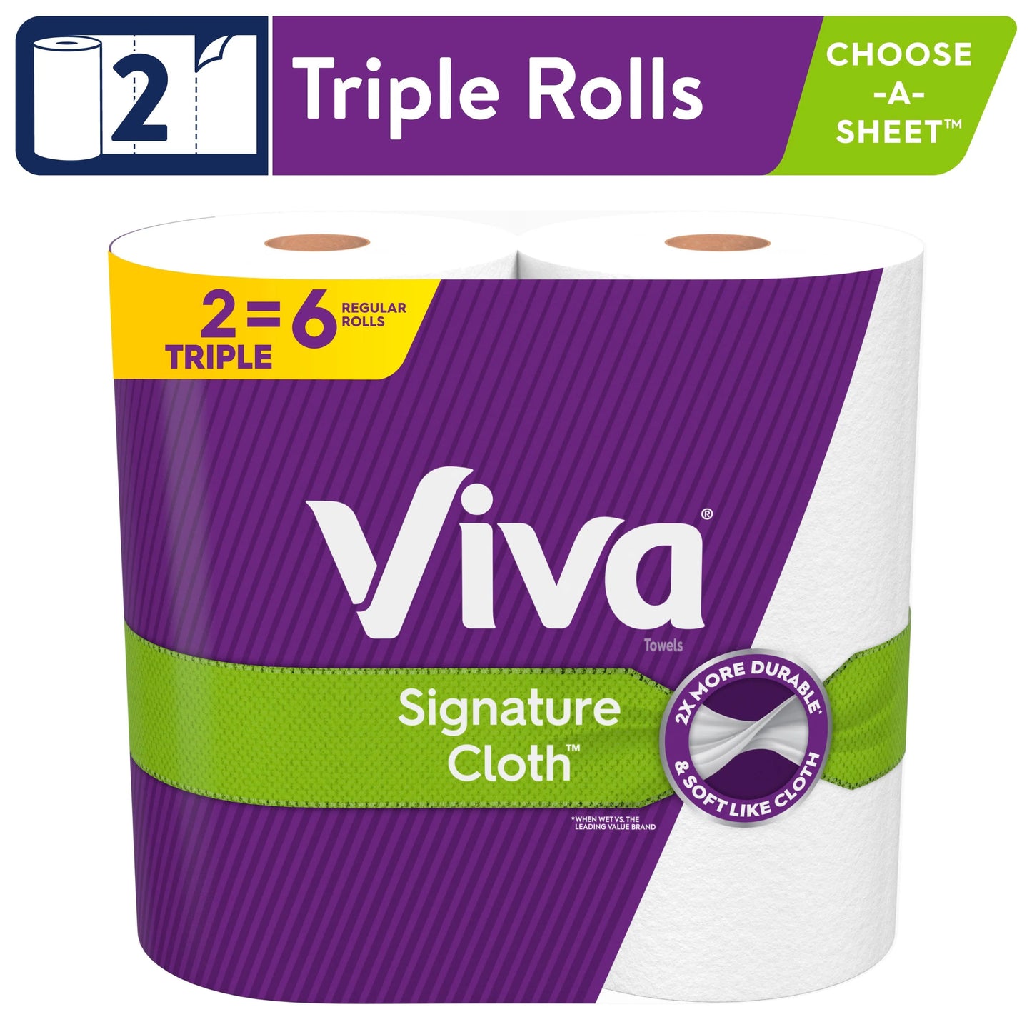 Viva Signature Cloth Paper Towels, 2 Triple Rolls (141 Sheets per Roll)