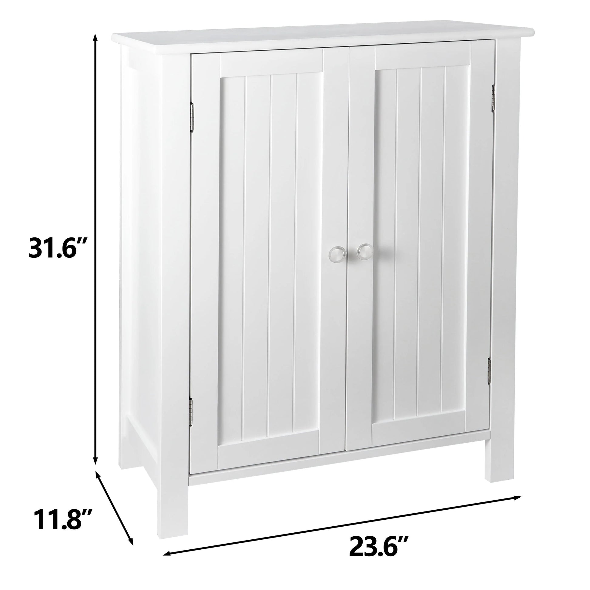 HomGarden 2-Door Bathroom Floor Storage Cabinet Side Cupboard W/Adjustable Shelves, 11.8'' W, White