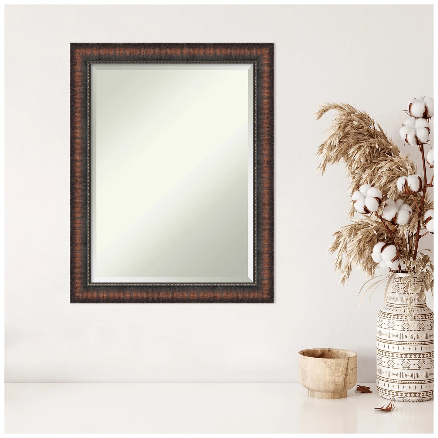 Amanti Art Caleb Brown Beveled Bathroom Wall Mirror