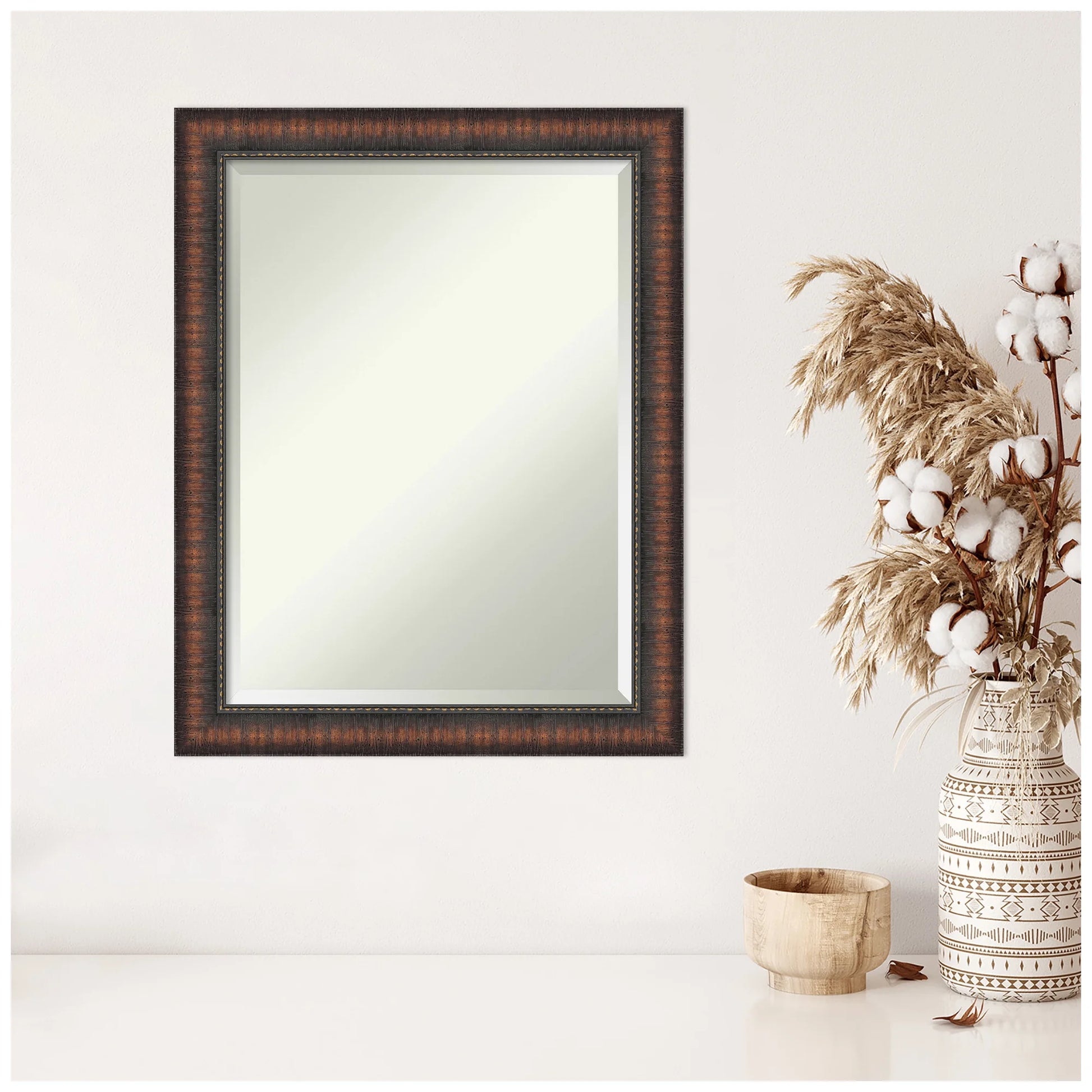 Amanti Art Caleb Brown Beveled Bathroom Wall Mirror