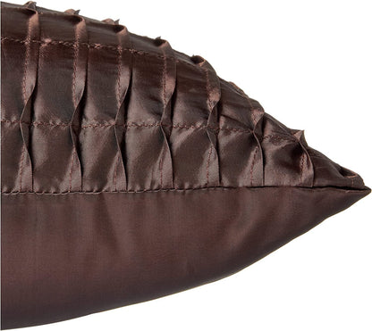 Violet Linen Silky Pleated Satin Pattern, Faux Silk Polyester Fabric, Brown , 17 Inch x 17 Inch, Square, Decorative Accent Throw Pillow