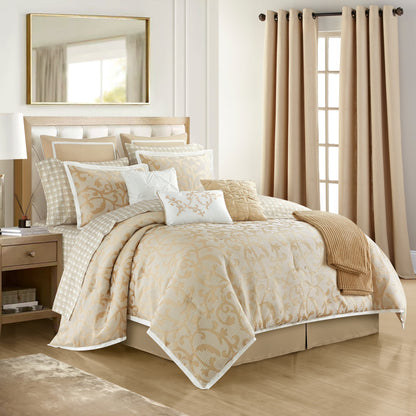 Lanco Smoke Grey Comforter Set California King Size, 9 Piece Jacquard Floral Bedding Set, All Season, Ultra-Soft, Matching Pillows & Shams, Bed Skirt