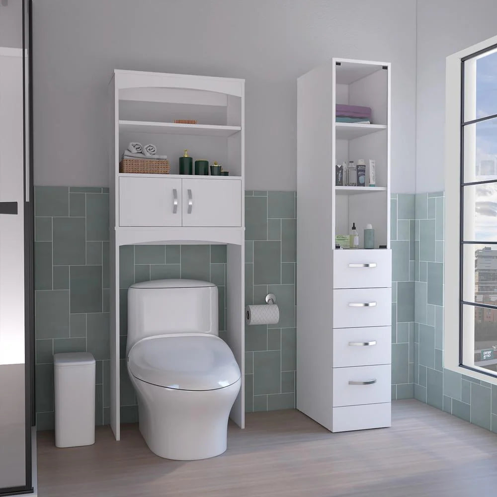 Depot E-Shop Sheridan 2 Piece Bathroom Set, Linen Cabinet + Over The Toilet Cabinet