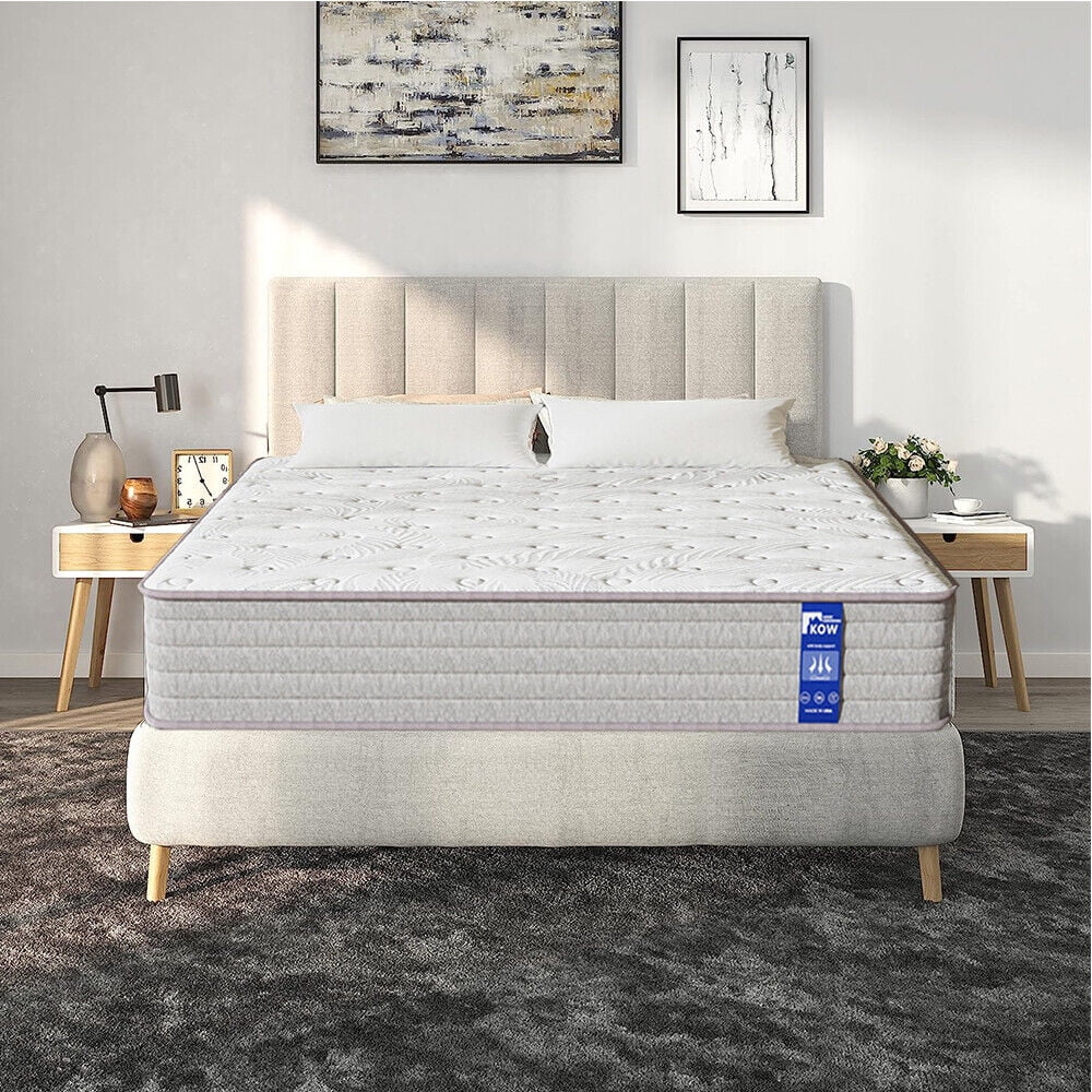 KOW® 12 inch Hybrid Mattress, Full Size Medium Firm innerspring Mattress in a Box, with 3 Layer Premium Foam and Pocket Springs,