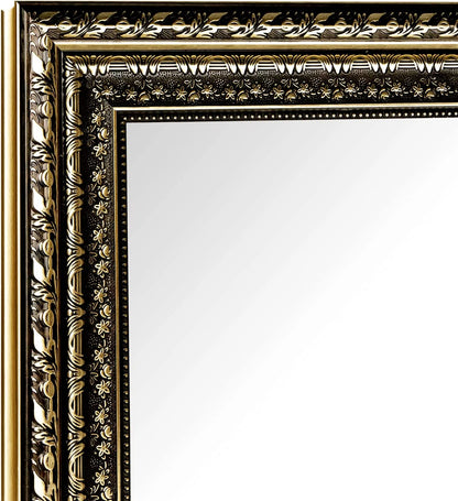 H-A Black& Gold Framed Rectangle Bathroom Mirrors for Wall,Wall Mounted Vintage Mirror Vertical or Horizontal Hanging for Living Room,Bedroom (40''x24''Vintage)