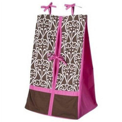 Bacati - Floral Damask Pink/Chocolate Girls 10-Piece Nursery-in-a-Bag Crib Bedding Set 100 % Cotton Percale