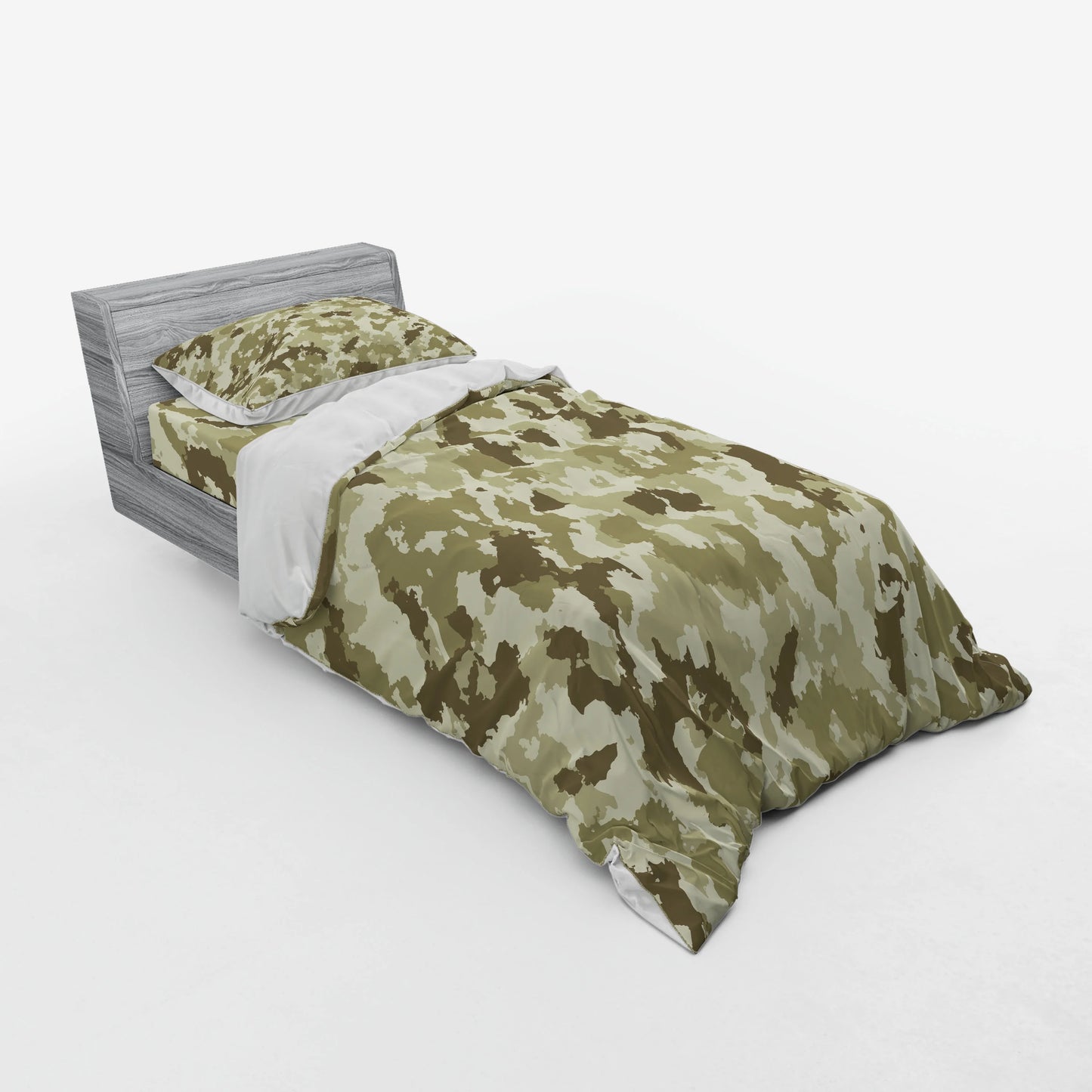 Ambesonne Retro Bedding Set 3 Pcs, Camouflage Survival Theme, Twin, Pale Green Army Green