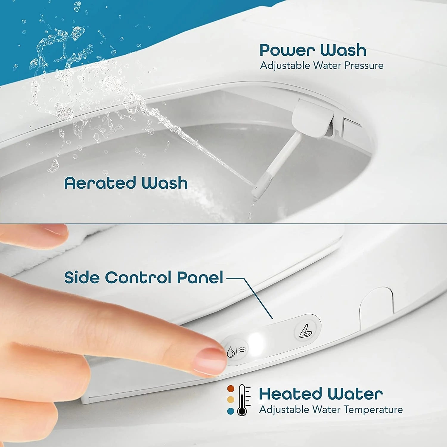 BidetMate 700 Series Electronic Smart Toilet Seat - White - Fits Elongated Toilets