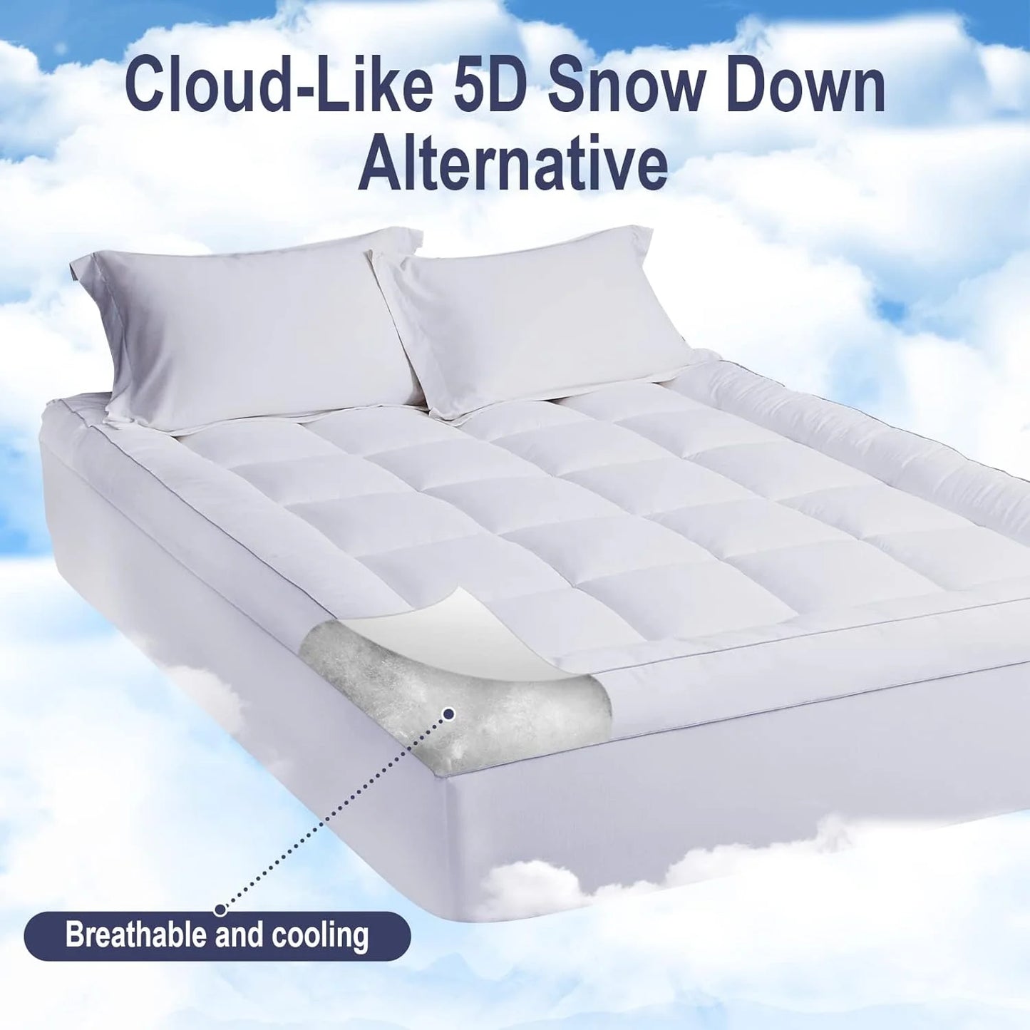 Down Alternative Mattress Topper Twin- Pillow Top Mattress Topper Mattress Pad 8-24" Deep Pocket