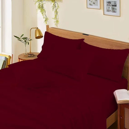 1000 Thread Count 4-Piece 100% Egyptian Cotton Bed Sheets Luxury Hotel Sheets Fits Mattress Upto 21" Deep Pocket, Twin XL Size - Burgundy Solid