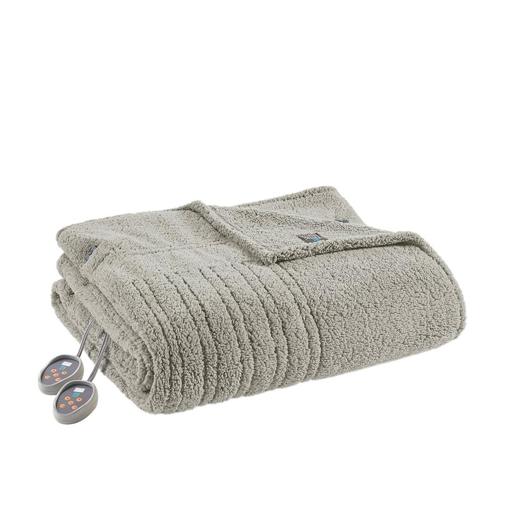 True North by Sleep Philosophy Sherpa Fabric King Heated Blanket in Gray