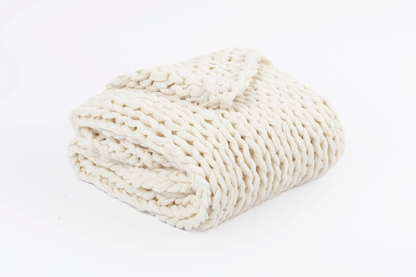 Silver One Super Chunky Knitted Throw Blanket, White, 50" x 60"