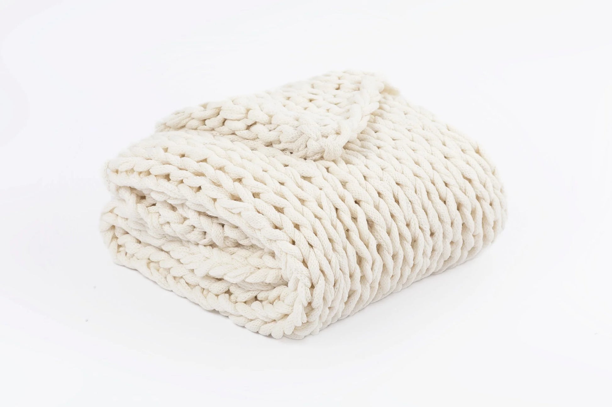 Silver One Super Chunky Knitted Throw Blanket, White, 50" x 60"