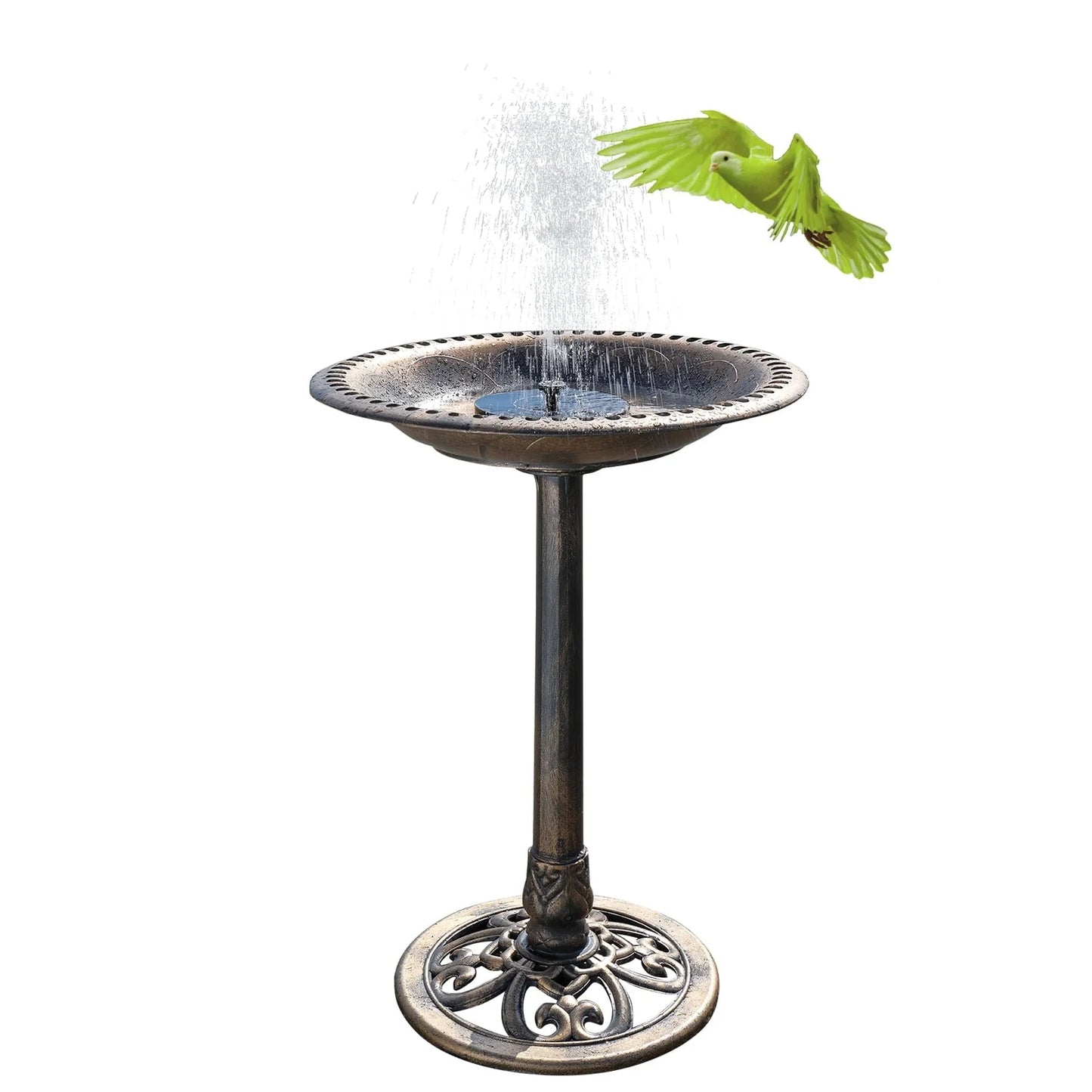 Zimtown Courtyard 42 Inch Bird Bath w/Solar Light Garden Decor