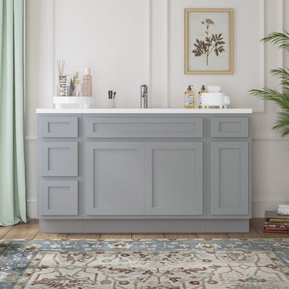 54 in. W x 21 in. D x 32.5 in. H Bath Vanity Cabinet without Top in White