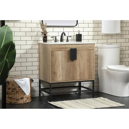 Elegant Decor Eugene 30" Aluminum MDF Single Bathroom Vanity in Mango Wood